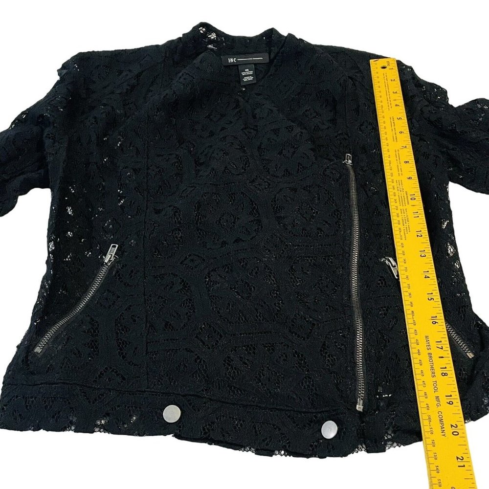 INC International Concepts Women's Deep Black Lace  Jacket  Size X Small Zipper - Picture 11 of 14